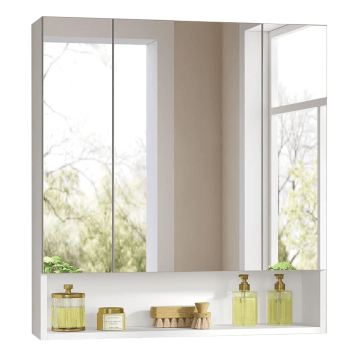 Badkamerkast - spiegelkast – 70x75 cm - wit