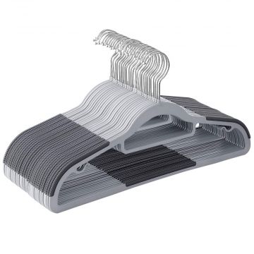 Kunststof kledinghangers - antislip - draaibare haak - 30 stuks - grijs Kunststof kledinghangers - antislip - draaibare haak - 30 stuks - grijs