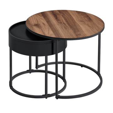 Salontafel - 60 Ø cm - bijzettafel met opbergruimte - set van 2 salontafels