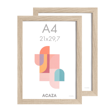 Set van 2 Madison fotokaders - A4 formaat - fotolijsten in MDF hout - lichte eik kleur