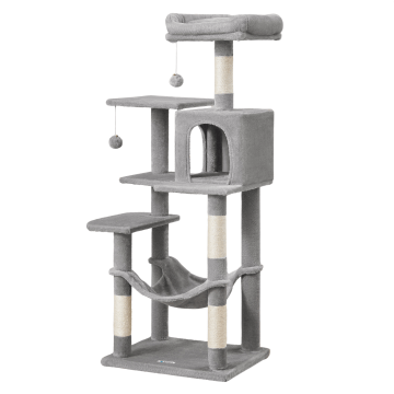 Grote krabpaal voor meerdere katten - met hangmat - kattenpaal - 143 cm - lichtgrijs Grote krabpaal voor meerdere katten - met hangmat - kattenpaal - 143 cm - lichtgrijs