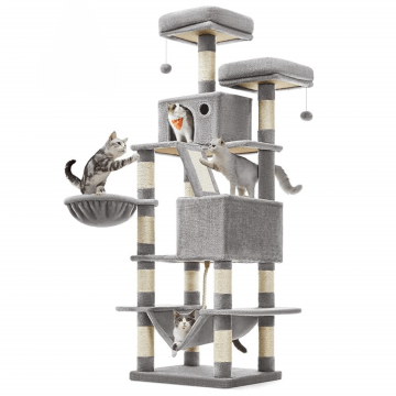 Krabpaal - krabpaal voor grote Katten - 168 cm hoog - lichtgrijs Krabpaal - krabpaal voor grote Katten - 168 cm hoog - lichtgrijs