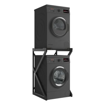 Wasmachine kast - opbouwmeubel - metaal - zwart Wasmachine kast - opbouwmeubel - metaal - zwart