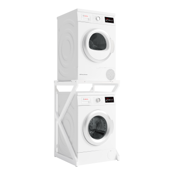 Wasmachine kast - opbouwmeubel - metaal - wit Wasmachine kast - opbouwmeubel - metaal - wit