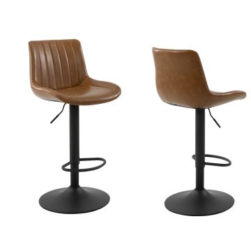 Barkrukken set van 2 - vintage bruin - verstelbare hoogte 90-105 cm - barstoelen met Rugleuning