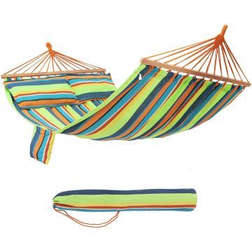 Hangmat - 2 kussens - 210x150 cm - oranje/groen