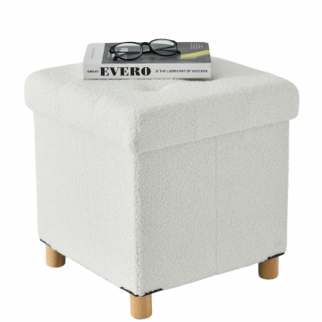 Poef met opbergruimte - met pootjes - 40x37x37cm - wit