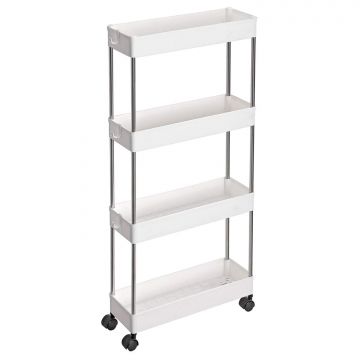 Opbergtrolley - 4 niveaus - 40x86x12.5 cm - wit 