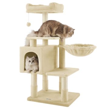 Krabpaal - multilevel - met huisje en speeltje - 50x110x40 cm - beige Krabpaal - multilevel - met huisje en speeltje - 50x110x40 cm - beige