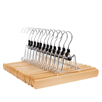 Kledinghangers - antislip - 12 stuks - massief hout - natuurlijk bruin Kledinghangers - antislip - 12 stuks - massief hout - natuurlijk bruin