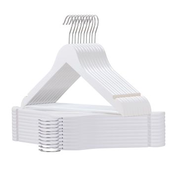 Kledinghangers - 30 stuks - wit - houten broekhangers anti slip Kledinghangers - 30 stuks - wit - houten broekhangers anti slip