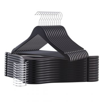 Kledinghangers - massief hout - 30 stuks - zwart Kledinghangers - massief hout - 30 stuks - zwart