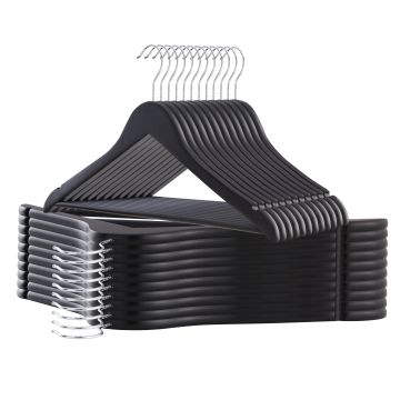 Kledinghangers - 20 stuks - antislip - massief hout - zwart Kledinghangers - 20 stuks - antislip - massief hout - zwart