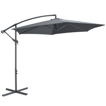 Zweefparasol - Ø300 cm – kantelbaar - 3 meter doorsnede - donkergrijs