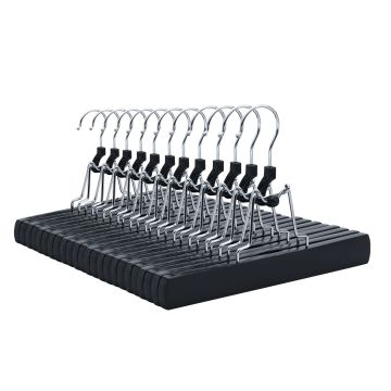 Kledinghangers - broekhanger - 12 stuks - anti slip - 100% FSC-gekeurd duurzaam hout - zwart Kledinghangers - broekhanger - 12 stuks - anti slip - 100% FSC-gekeurd duurzaam hout - zwart