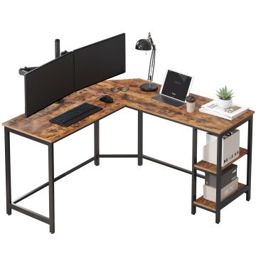 Hoekbureau - vintage - 2 legplanken - 138x76x138 cm - vintage bruin Hoekbureau - vintage - 2 legplanken - 138x76x138 cm - vintage bruin