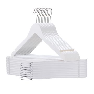 Kledinghangers - massief hout - 20 stuks - wit Kledinghangers - massief hout - 20 stuks - wit