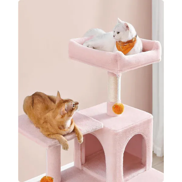 Krabpaal - Kattenboom 143 cm Hoog met Hangmat en Grot - Kattenkrabpaal - Krabpaal voor Grote Katten - Katten Krabpaal - 55 x 45 x 143 cm (L x B x H) - Krabmat - Donkergrijs