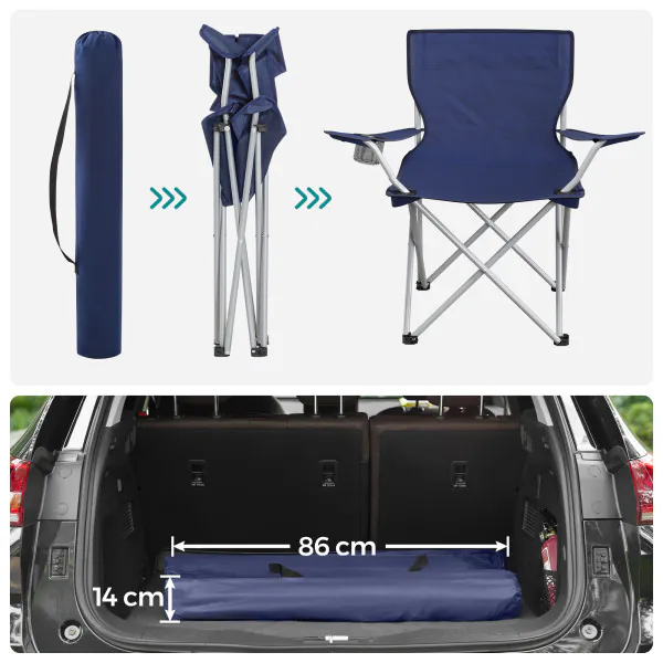 Set van 2 Campingstoelen - Klapstoel met armleuningen visstoel - zwart