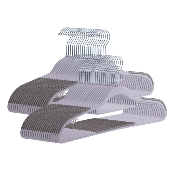 ABHENG APY03100G 100 Stuks Plastic Hangers, Duurzaam, Robuust, Duurzaam, Ruimtebesparend, Antislip, 360° Draaibare Haak, Ontworpen voor T-Shirts, Jassen, Jurken, Blouses, Broeken, Jas, Grijs