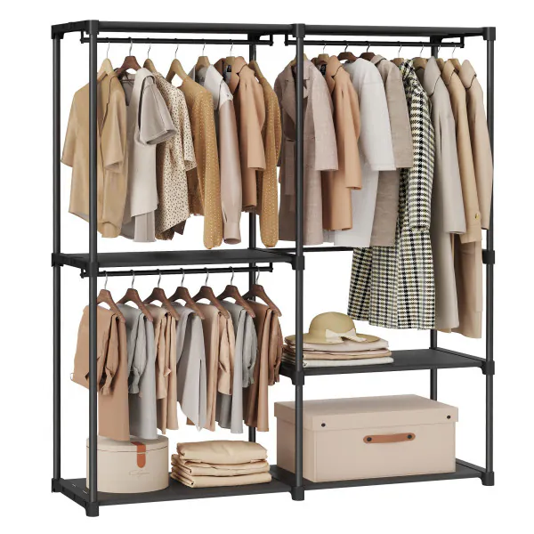 Open kledingkast Mono - 210x42x204cm - zwart/eikdecor - Industrieel CBA
