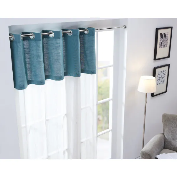 Deur gordijn met telescopische staaf, gemakkelijk te monteren in slechts 1 minuut zonder te hoeven boren (firana deur 210 x 150 cm stang 70-120 cm, beige deur gordijn zilveren stang
