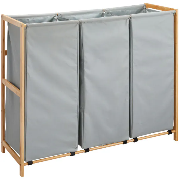 Wasmand 3-Vakken 70 Liter Beige | Kwantum