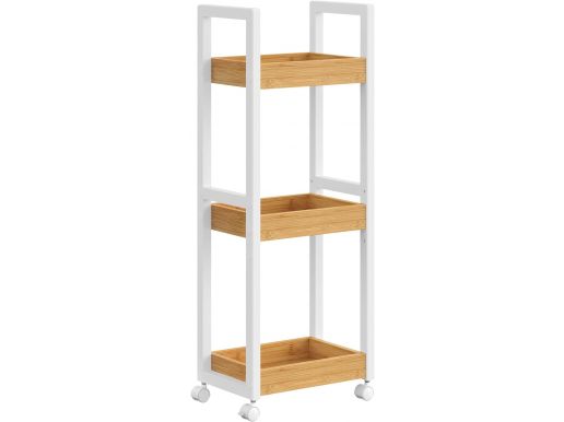 Opbergtrolley - 80x30x20 cm- bamboe - wit 