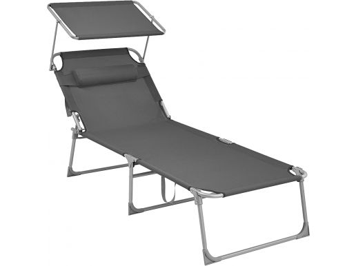 Ligstoel XL - met hoofdsteun - inklapbaar - 71x193x29,5 cm - tot 150 kg belastbaar - grijs