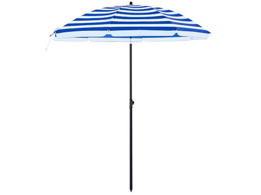 Parasol - Ø 180 cm - achthoekig - kantelbaar - met draagtas - blauw/wit 