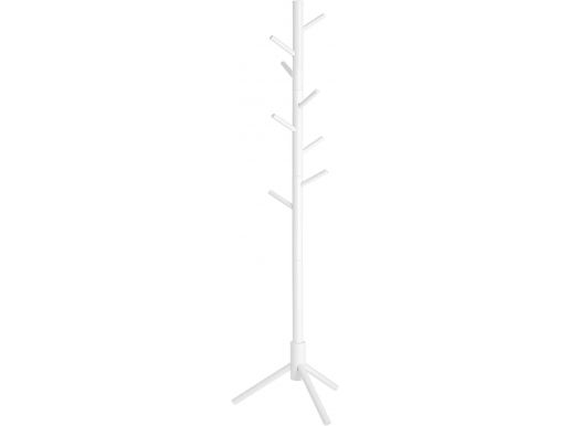 Kapstok - massief houten kapstok - boomvormige kapstok - met 8 haken - 3 hoogte-opties - wit 