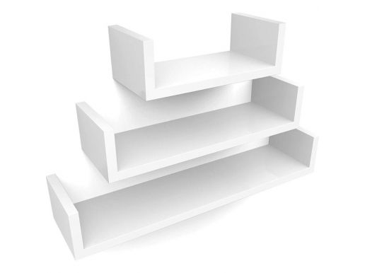 Tweedekans - Set van 3 moderne wandplanken II - rechthoekig - 60x10x15 cm - wit