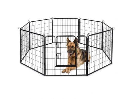 Hondenren in 8 panelen - hondenkennel - cirkelvormig of rechthoekig - 80 cm hoog - zwart